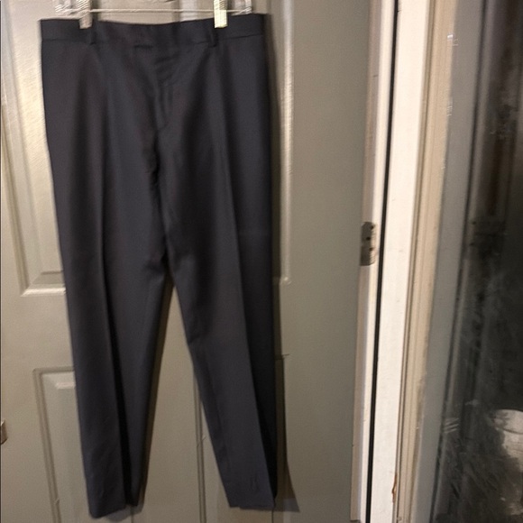 Alexander McQueen Wool Navy Pin Stripe Cigarette Pants